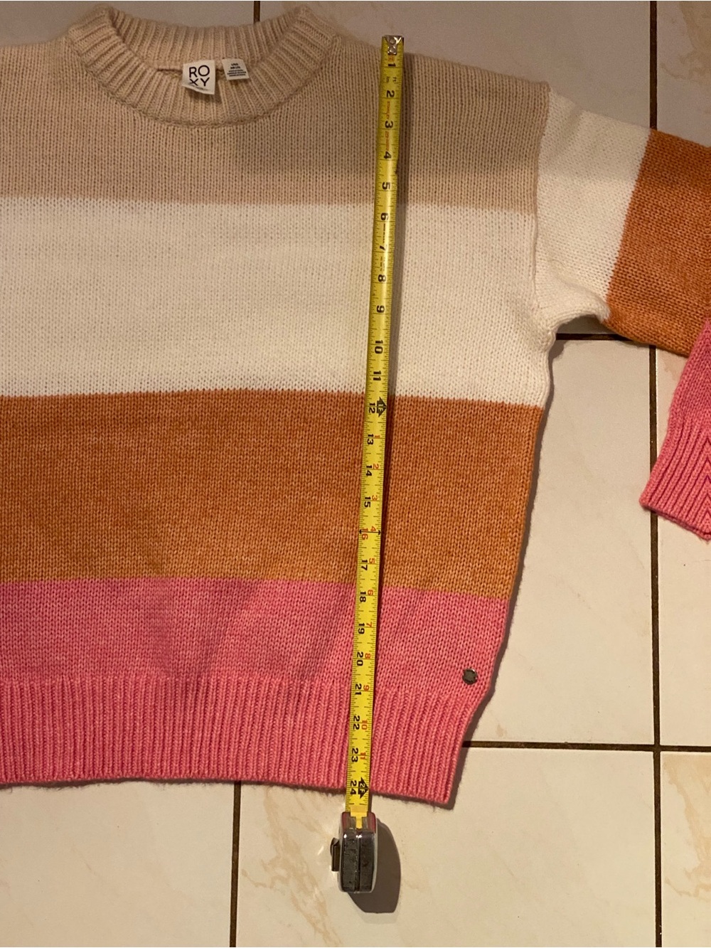 Roxy Too Far Sweater- featuring horizontal color block stripes. Beautiful - Picture 6 of 9